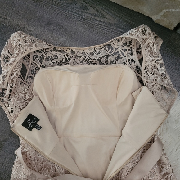 Adrianna PapellCap-Sleeve Illusion Lace Gown Size 14 - Picture 9 of 16